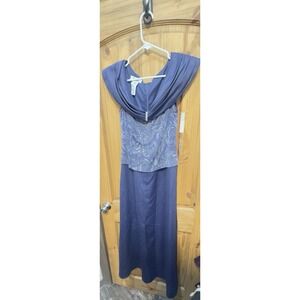 NWT D'Albert Formal Gown Dress Blue 8 Glitter Cowl Neck Evening‎ Gown USA